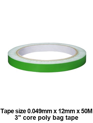 BGSH-491250 (12mm wide, 50M, 3" core bag sealing tape)