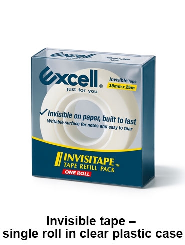 BRP-1V1925 (19mm wide, 25M, 1" core, one roll of invisible tape included)